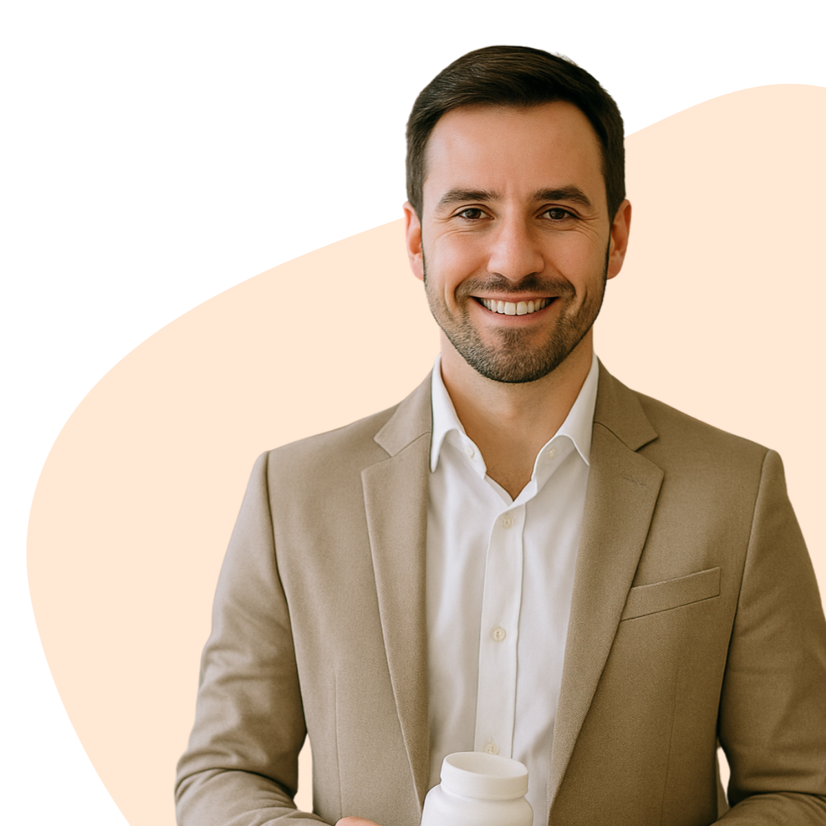 Représentant d'une marque de compléments alimentaire souriant